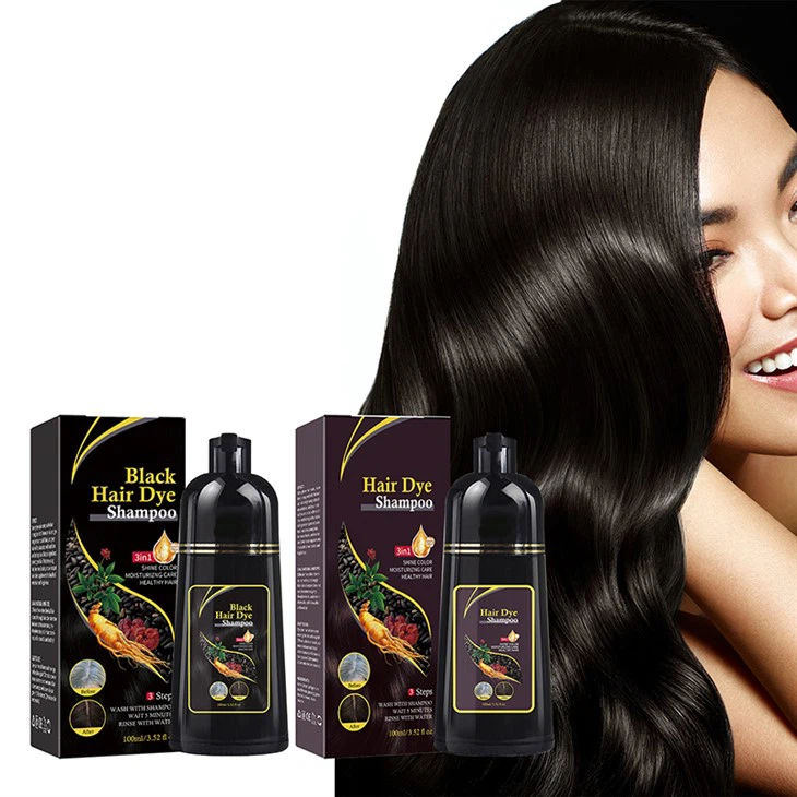 Shampoo de tintura de cabelo preto de ervas naturais
