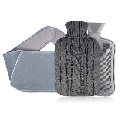 Capa de cintura de malha e pelúcia para garrafa de água quente