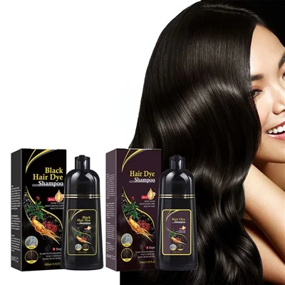 Shampoo de tintura de cabelo preto de ervas naturais