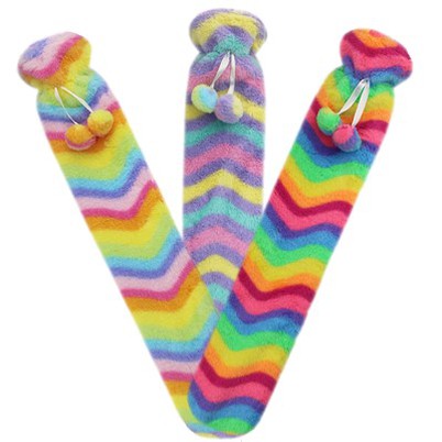 Capa longa de pele sintética de coelho para garrafa de água quente